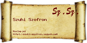 Szuhi Szofron névjegykártya